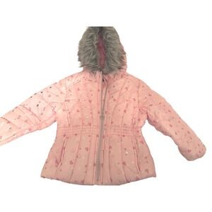Rothschild Girls Puffer Snowsuit Winter Coat Pink Hearts Foil Print 3T NWT